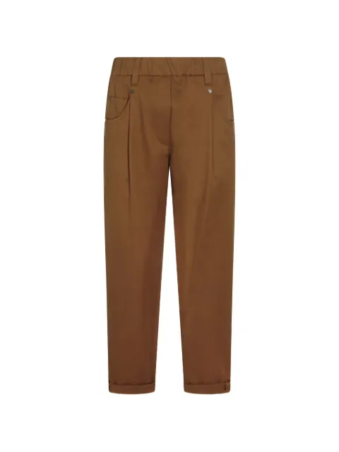 Brunello Cucinelli elasticated-waistband pleated trousers Brown MP126P8417C9812