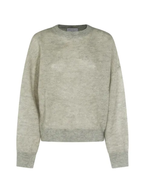 Brunello Cucinelli metallic open-knit sweater Neutrals MGG270510PCYB14