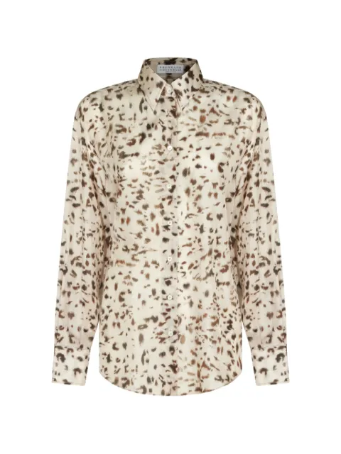 Brunello Cucinelli animal-print silk shirt Neutrals MP960M1Z06C002