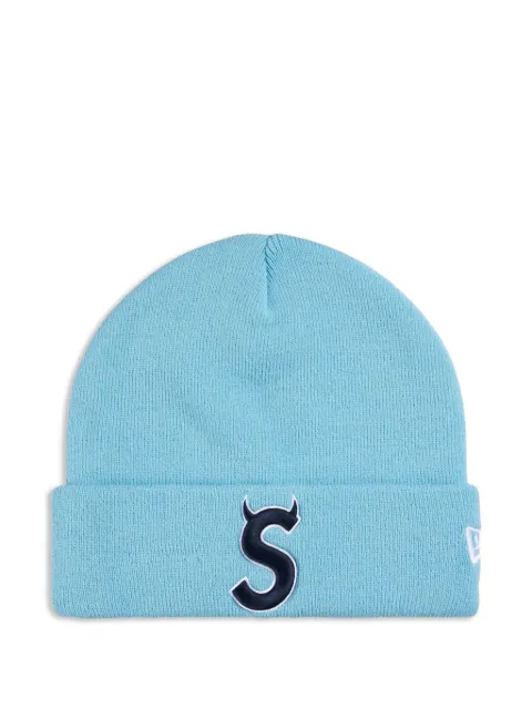 Supreme x New Era Devil S logo-embroidered beanie hat Blue SU27419
