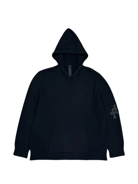 Chrome Hearts leather-patch cashmere hoodie Black CHRM1123