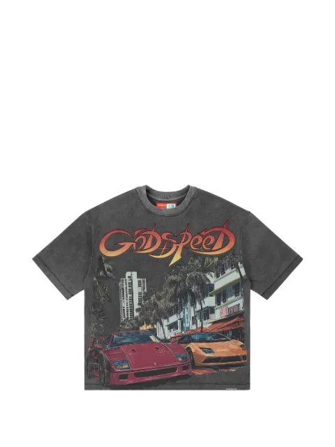 GODSPEED South Beach Drive Miami Superrun graphic-print acid-wash T-shirt Grey GS187