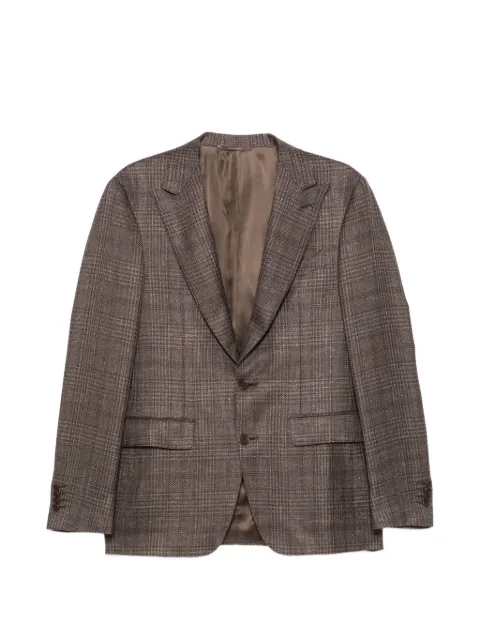 Canali check-pattern single-breasted blazer Brown CF0043915286