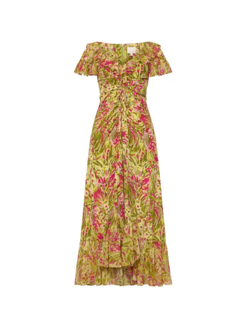 Cinq A Sept Daisy Swirl ruffled dress Green ZD348712080ZPKAM