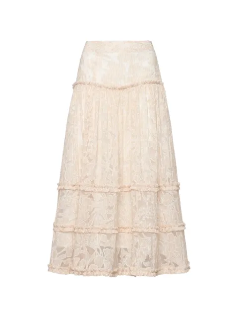Cinq A Sept Suki tiered floral-lace skirt Neutrals ZS62411589ZKHM