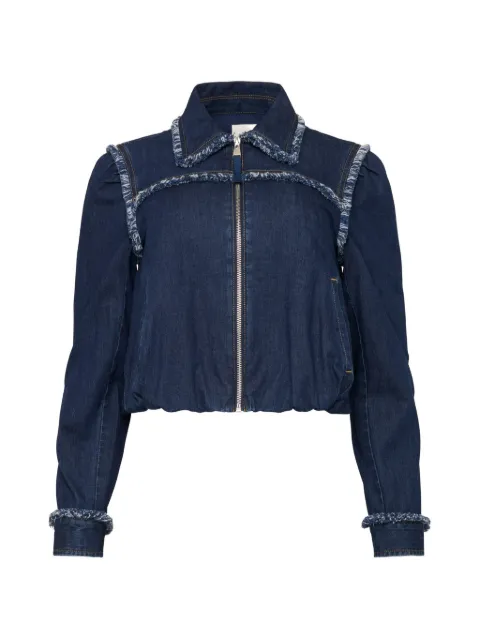 Cinq A Sept Bicolor Fringe Indria denim jacket Blue ZJ1002A7798ZTWIL