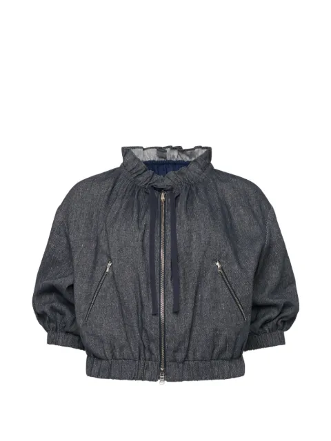 Cinq A Sept ruffled-collar herringbone jacket Blue ZJ10088183ZNVIV