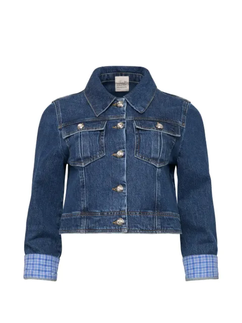 Cinq A Sept Lexie checked-cuff denim jacket Blue ZJ100511534ZBLULM