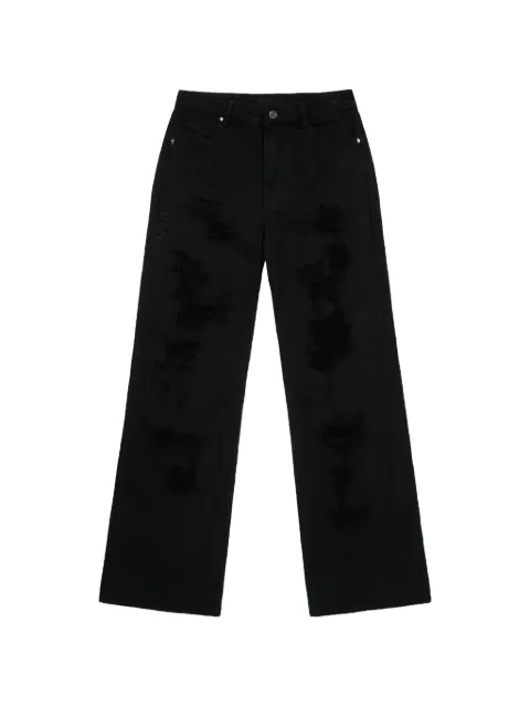 RTA Jamie distressed wide-leg flare jeans Black MSPTD894B1616BKSCR