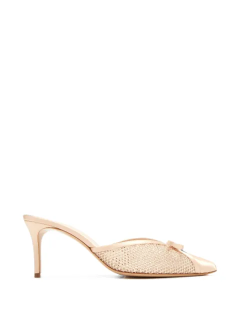 Andrea Wazen Kris 75 crystal-embellished bow-detail mules Neutrals KRIMU075SNHNUD