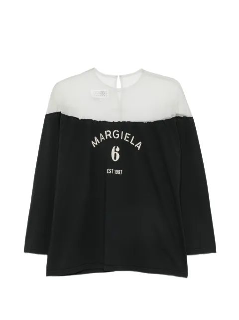 MM6 Maison Margiela logo-print sheer-panel T-shirt Black S62GD0213M20108