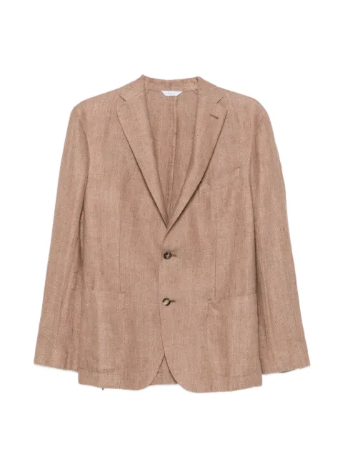 Boglioli herringbone-weave single-breasted blazer Brown SB6006N1302EW