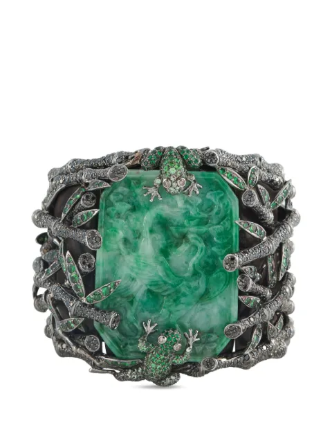 Wendy Yue jade and diamond cuff bracelet Silver WY03022326