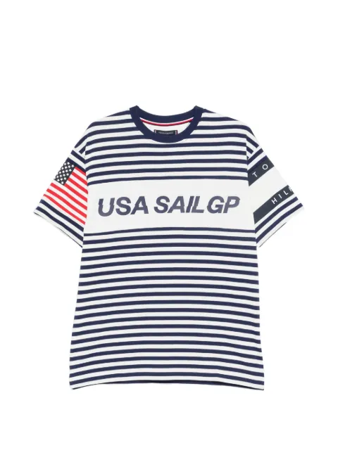 Tommy Hilfiger horizontal-stripe logo-print T-shirt White MN0MN00036