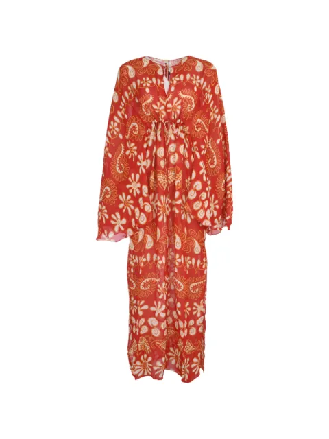 Cala de la Cruz abstract-print flared-sleeve kaftan Red 25A028