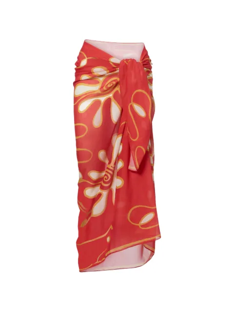 Cala de la Cruz floral-print sarong Red 25A076