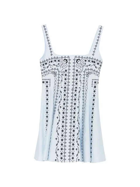 Maje short embroidered linen-blend dress Blue MFPRO04883