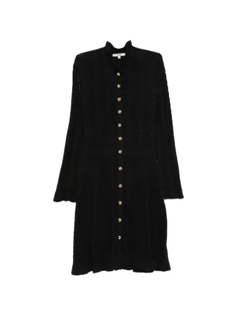Maje ruffle-trim cable-knit mini dress Black MFPRO05046