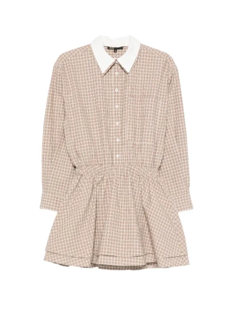 Maje checked cotton mini dress Neutrals MFPRO04943