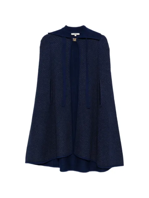 Maje tie-fastening ribbed-knit cape Blue MFPCA00764