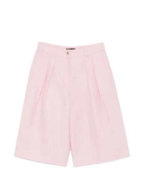 Maje pleated linen blend bermuda shorts Pink MFPSH00781