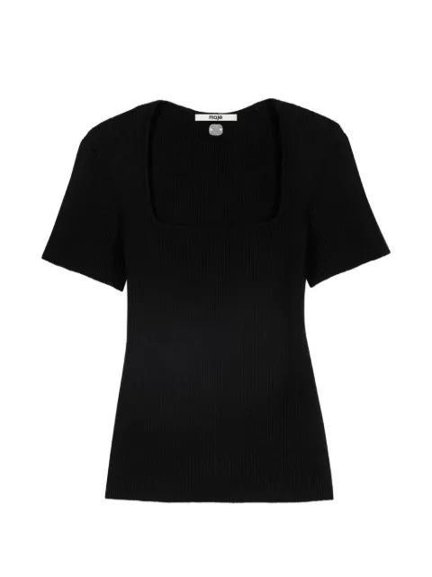 Maje square-neck ribbed jumper Black MFPPU01087