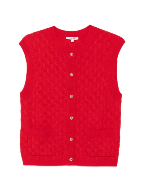 Maje cable-knit sleeveless cardigan Red MFPTO01389