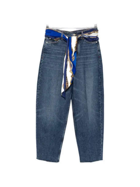 Maje scarf-belt raw-cut jeans Blue MFPJE00835