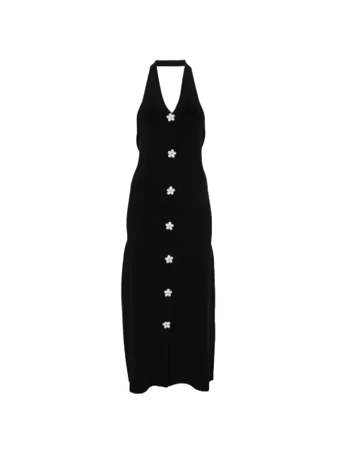 Maje flower-embellished midi dress Black MFPRO04995