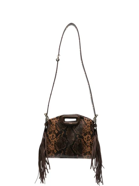 Maje snake-effect fringed tote bag Brown MFASA01419