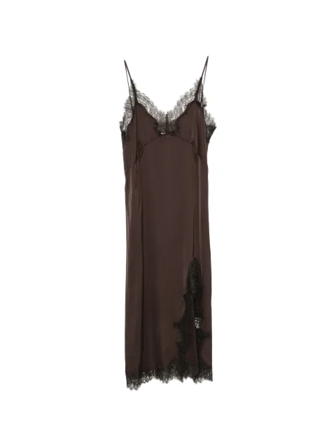 Maje lace-trim midi dress Brown MFPRO04903