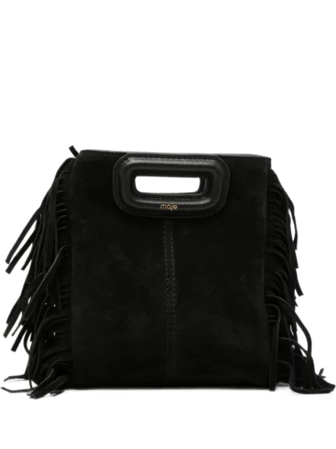 Maje M fringe-detail mini bag Black MFASA01524