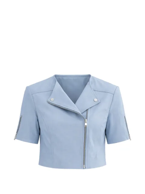 LAMARQUE Kirsi cropped leather jacket Blue KIRSICBU
