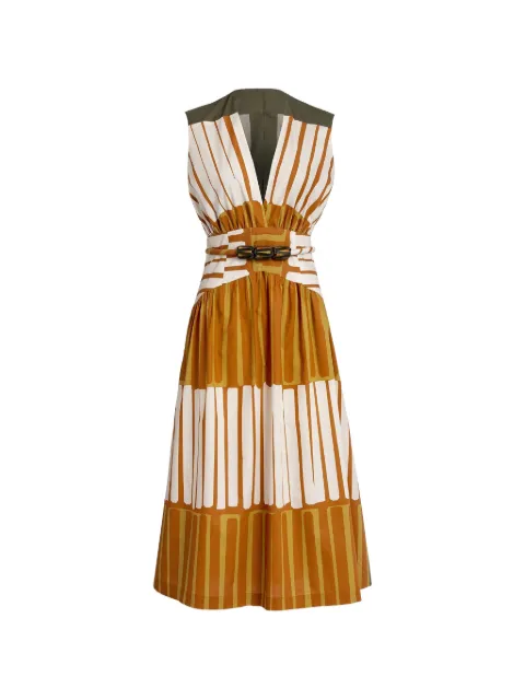 Silvia Tcherassi stripe-print belted midi dress Orange ST261313