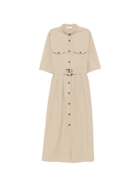 Fedeli Rossi belted midi dress Neutrals TD000110