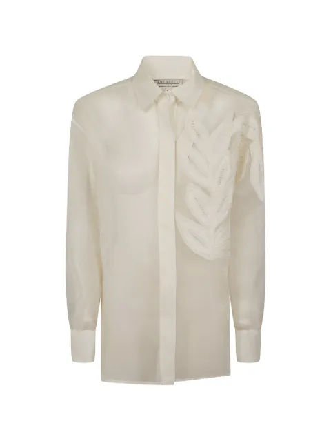 Antonelli Alessandra leaf-appliqué shirt White Q18764105
