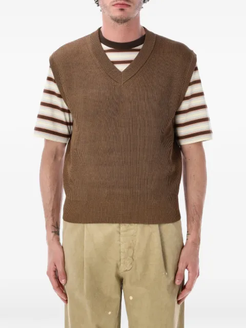 Auralee ribbed-knit V-neck vest Brown A26SV02SY