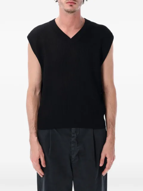 Auralee ribbed-knit V-neck vest Black A26SV02SY