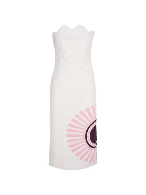 Cala de la Cruz scalloped-neck midi dress White 25A094