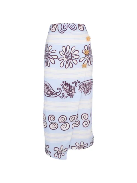 Cala de la Cruz floral-print wrap skirt Blue 25A111