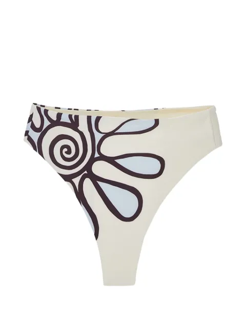 Cala de la Cruz Lulu floral-print high-rise bikini bottoms Neutrals 25A082