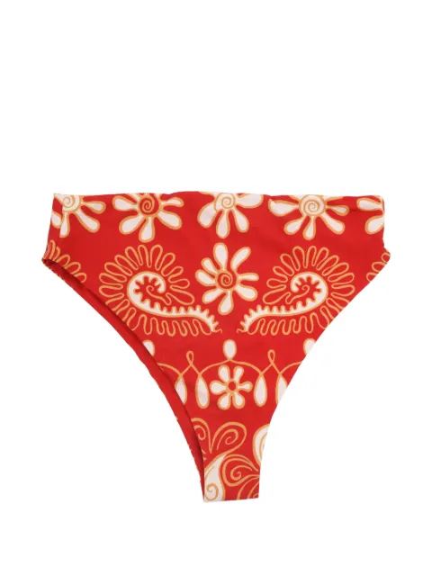 Cala de la Cruz paisley-print high-waisted bikini bottoms Red 25A083