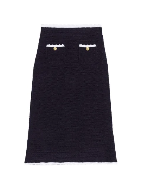 Maje crochet-knit midi skirt Blue MFPJU01672
