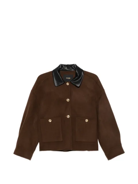 Maje button-up shirt-collar coat Brown MFPOU01495