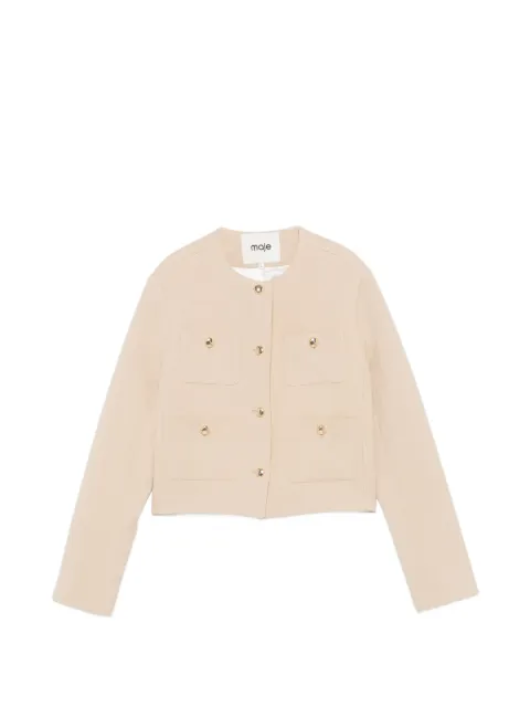 Maje button-up cropped blazer Neutrals MFPVE00812