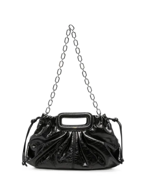 Maje ruched leather shoulder bag Black MFASA01489
