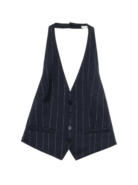 Maje pinstripe-pattern halter-neck top Blue MFPTO01378