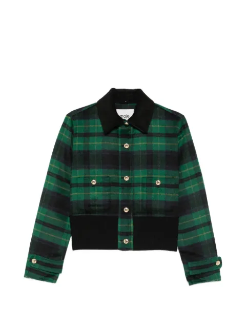 Maje checked-pattern button-up jacket Green MFPBL00873
