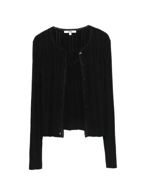 Maje ribbed-knit scalloped-edge cardigan and top set Black MFPCA00730