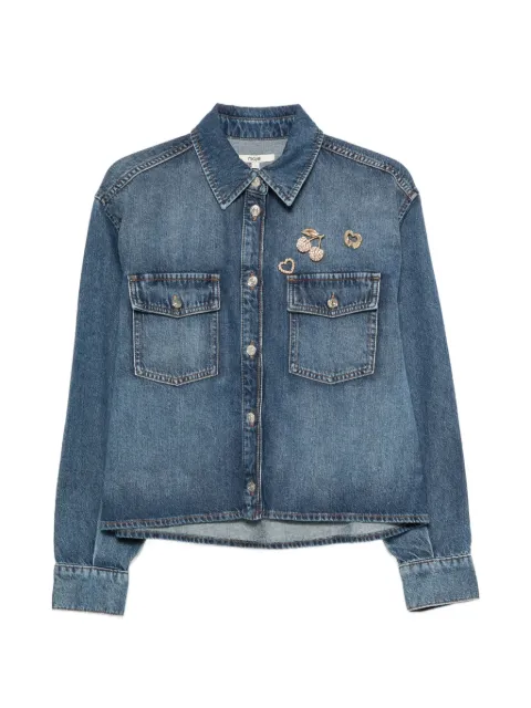Maje brooch-embellished denim shirt Blue MFPCM00790